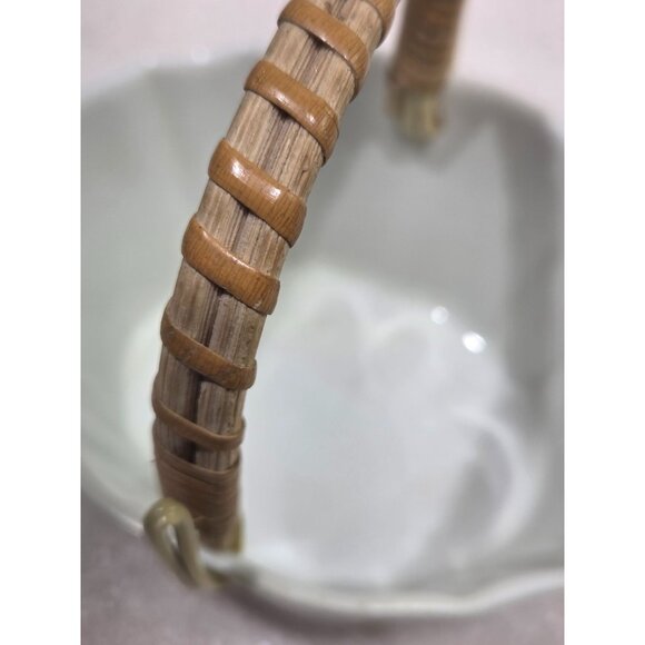 Vintage Russ Porcelain Basket Woven Handle Japan Flowers #4939 Trinket 2-1/4" - Picture 7 of 10